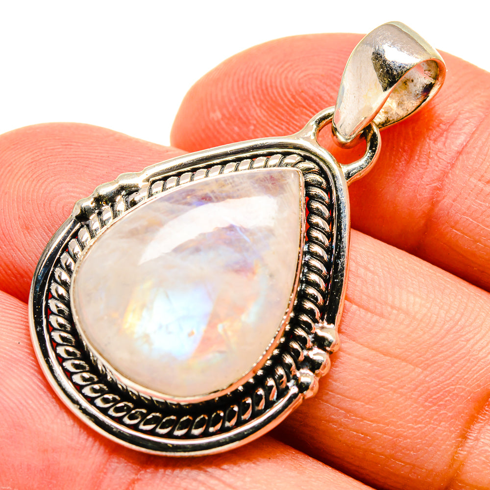 Rainbow Moonstone Pendants handcrafted by Anasilvercos - PD740450