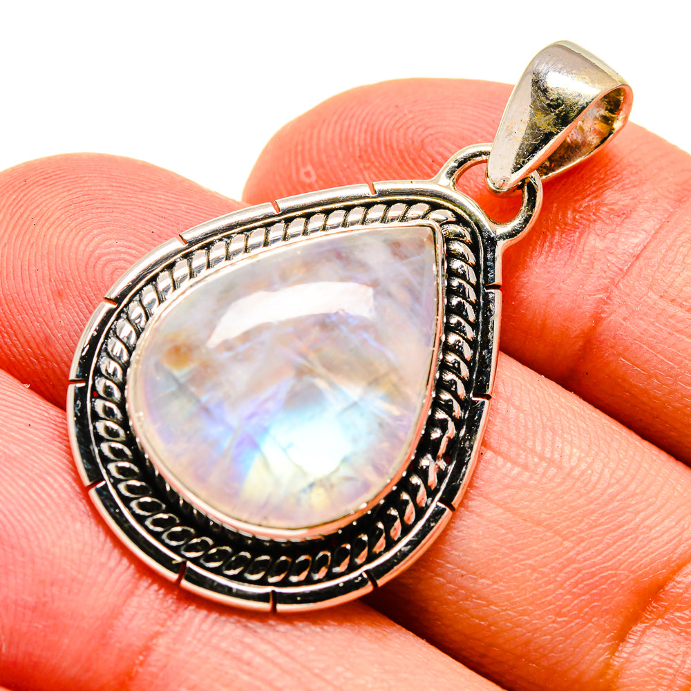 Rainbow Moonstone Pendants handcrafted by Anasilvercos - PD740591