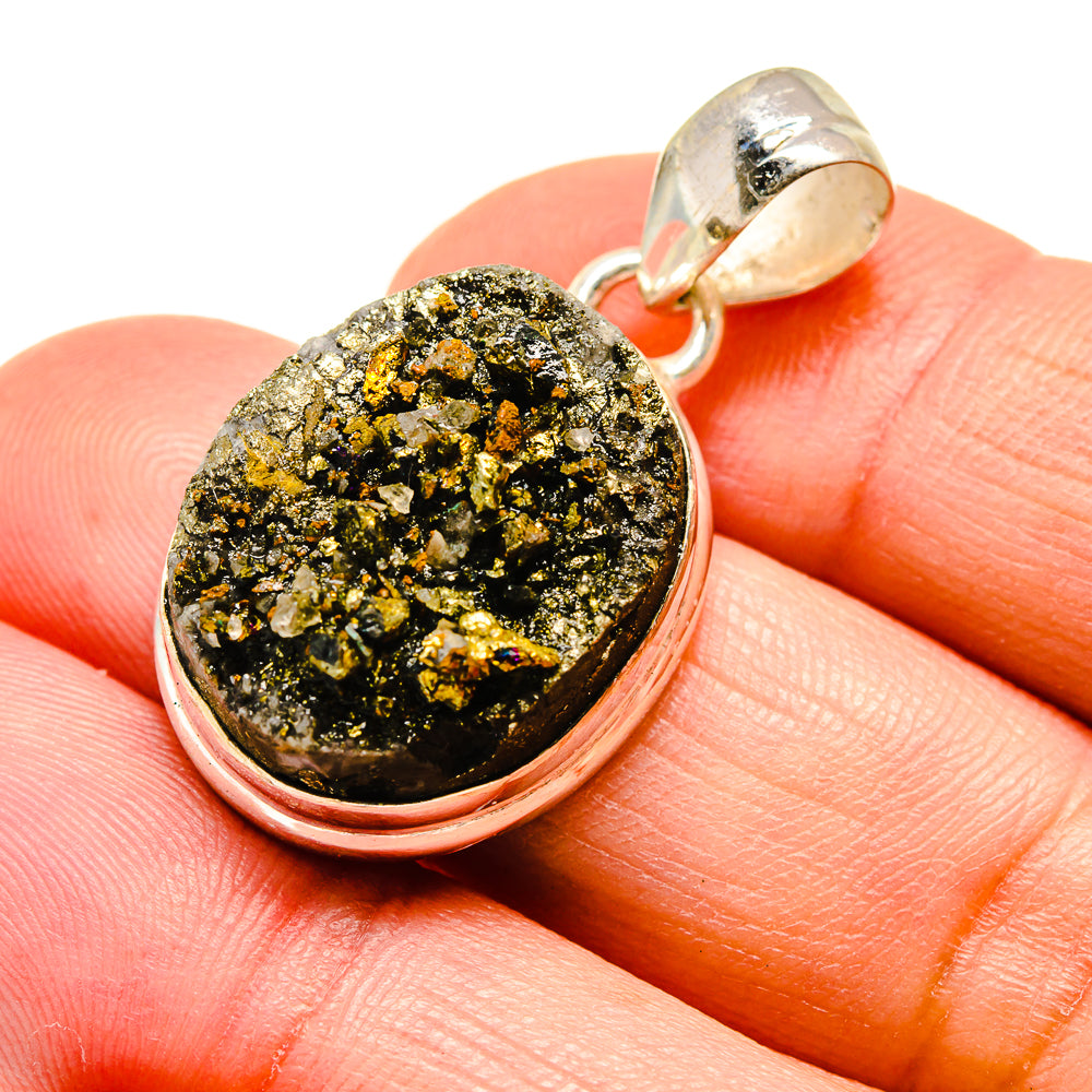 Spectro Pyrite Druzy Pendants handcrafted by Anasilvercos - PD740618