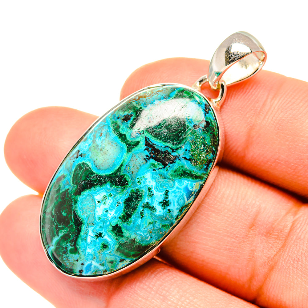 Malachite In Chrysocolla Pendants handcrafted by Anasilvercos - PD7409
