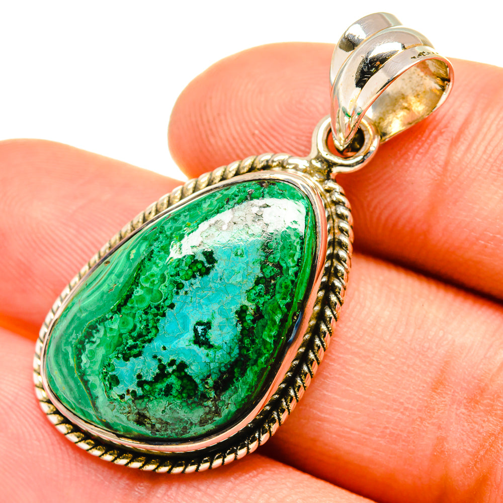 Malachite In Chrysocolla Pendants handcrafted by Anasilvercos - PD7412
