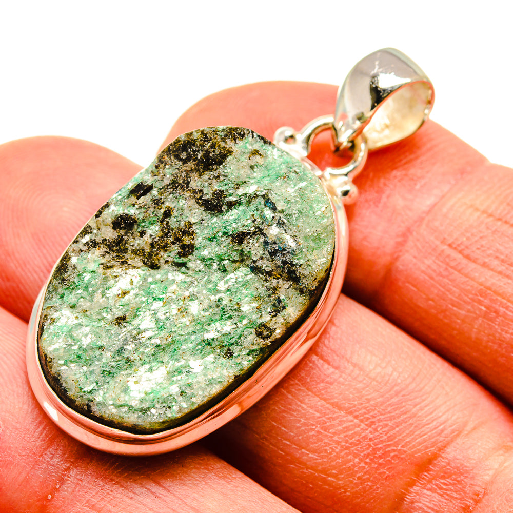 Green Fuchsite Crystal Pendants handcrafted by Anasilvercos - PD741351