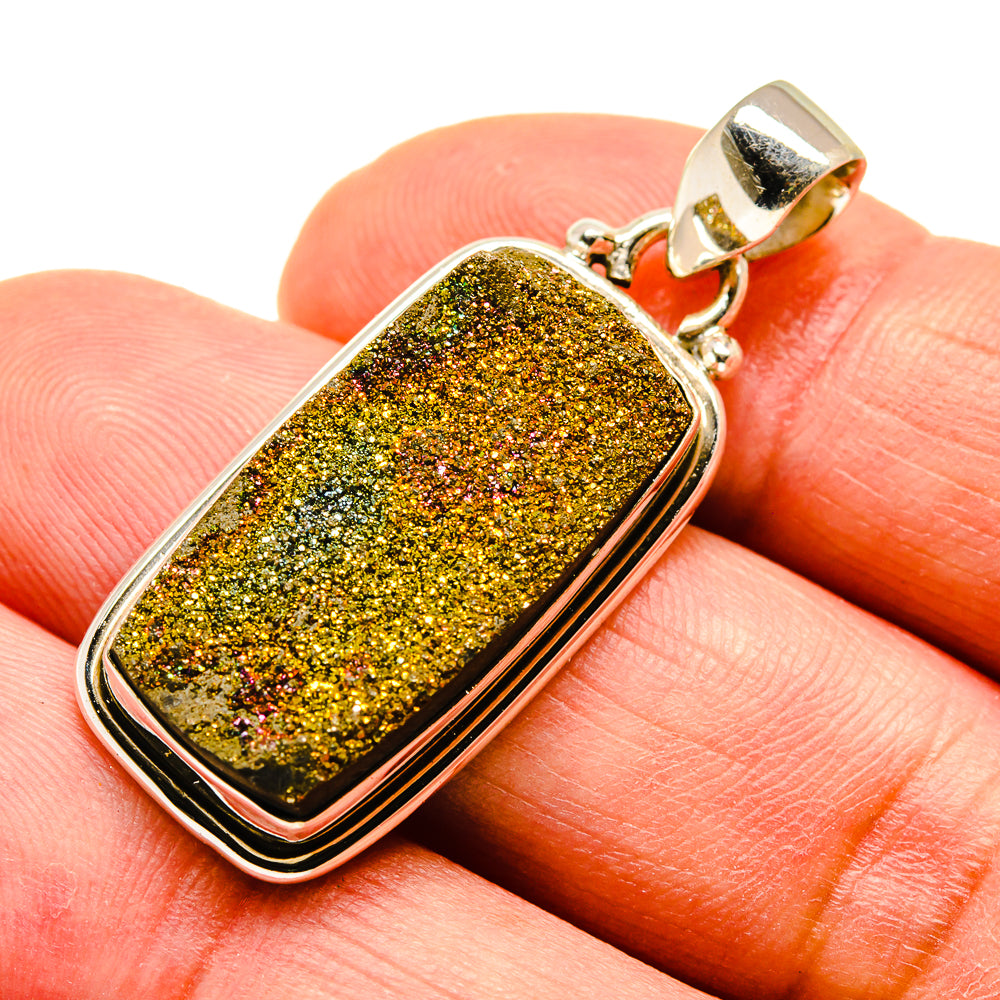 Spectro Pyrite Druzy Earrings handcrafted by Anasilvercos - PD741706
