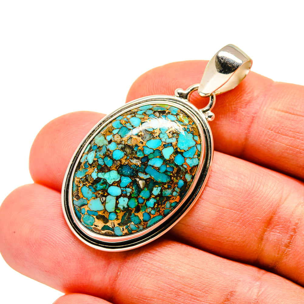 Blue Copper Composite Turquoise Pendants handcrafted by Anasilvercos - PD743212