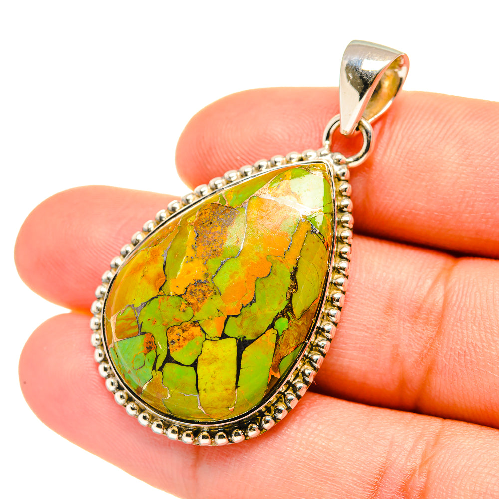 Green Copper Composite Turquoise Pendants handcrafted by Anasilvercos - PD7434