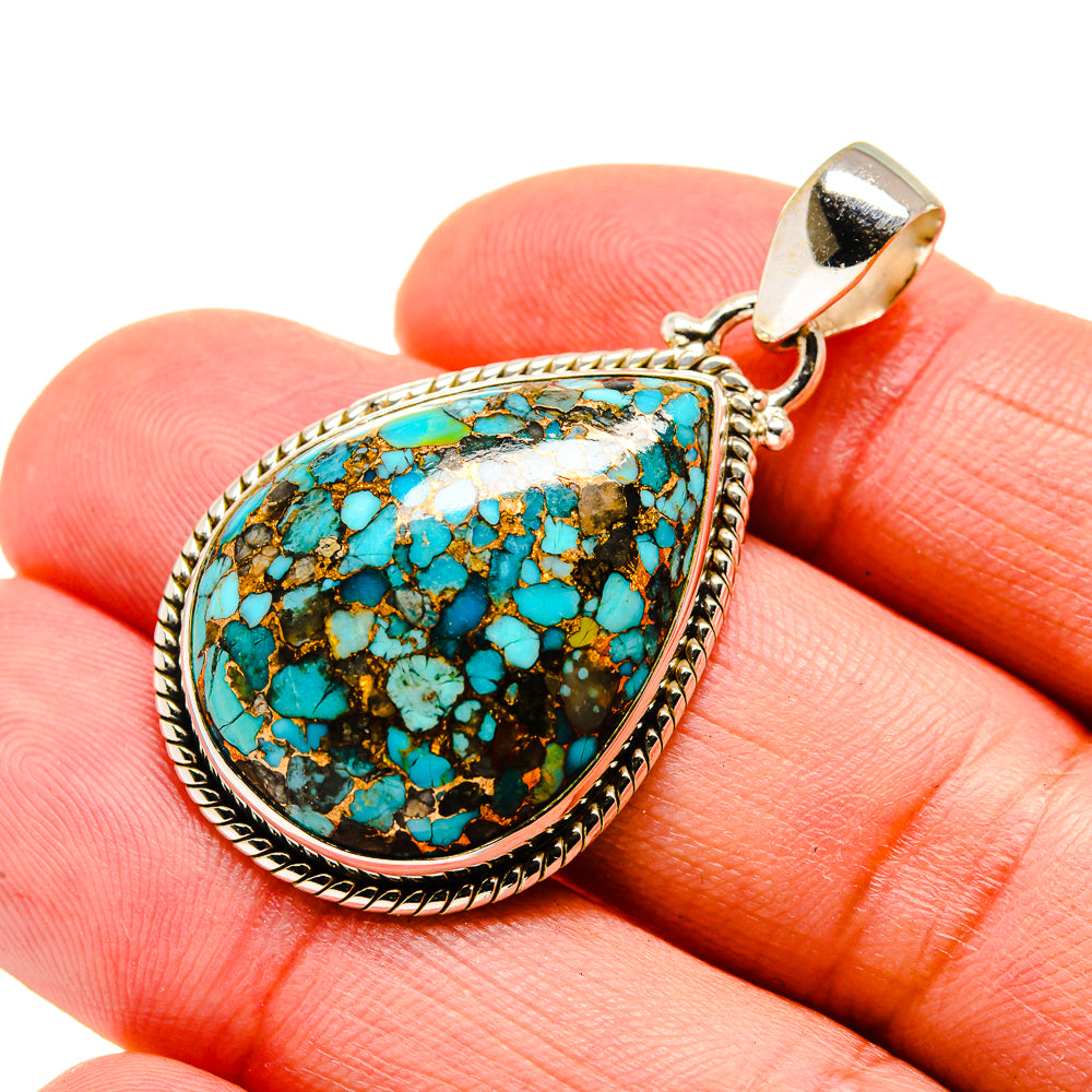Blue Copper Composite Turquoise Pendants handcrafted by Anasilvercos - PD743552