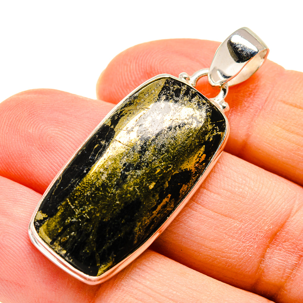 Pyrite In Black Onyx Pendants handcrafted by Anasilvercos - PD743715
