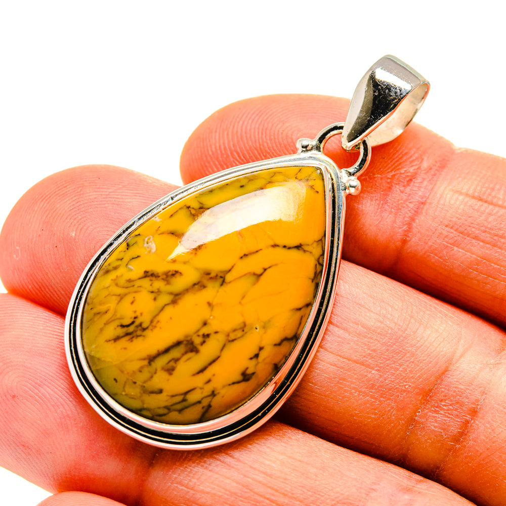 Yellow Moss Agate Pendants handcrafted by Anasilvercos - PD743849