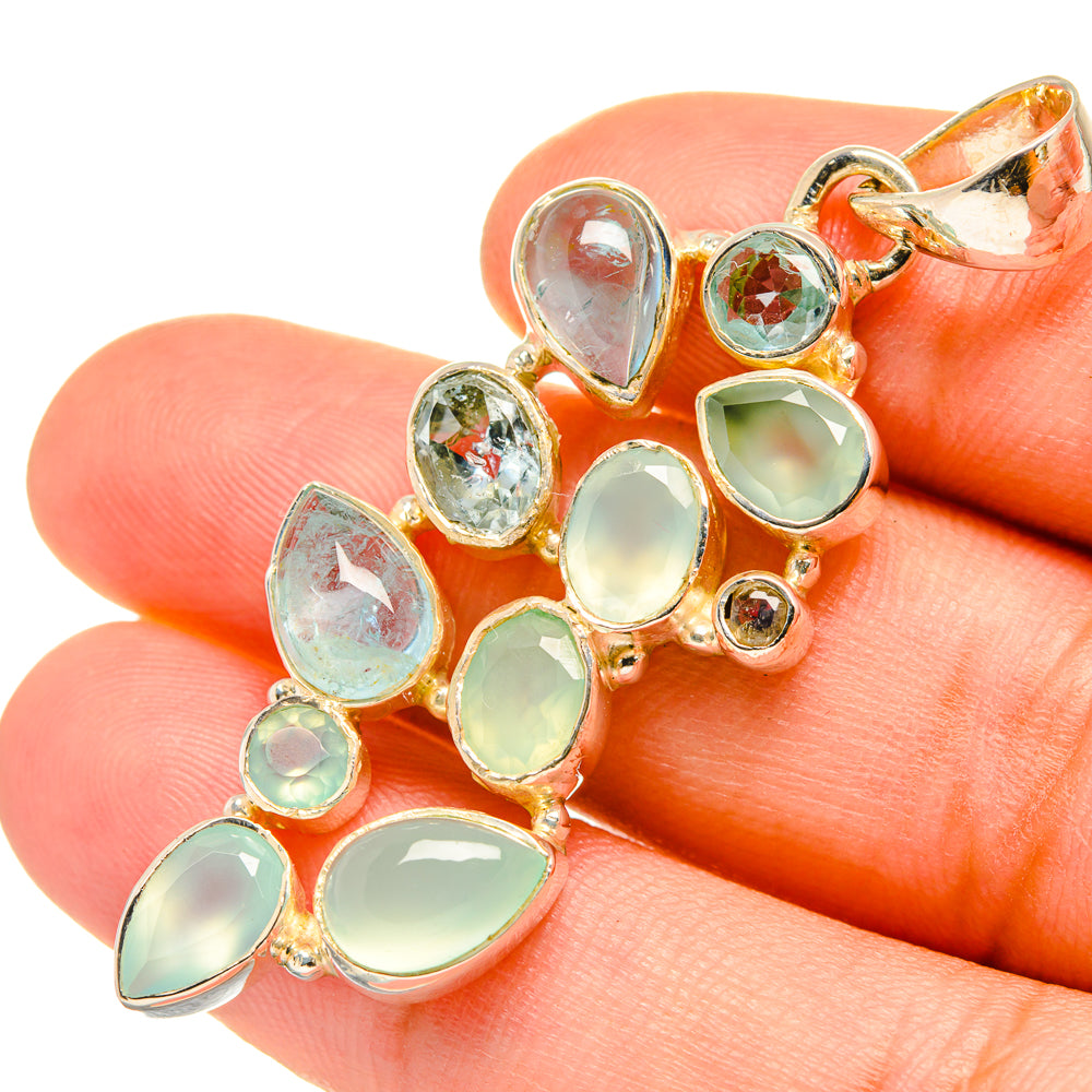Aqua Chalcedony Pendants handcrafted by Anasilvercos - PD7439