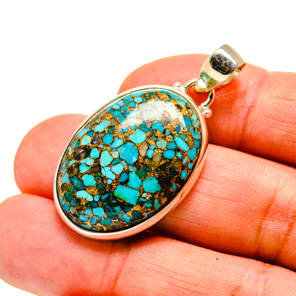 Blue Copper Composite Turquoise Pendants handcrafted by Anasilvercos - PD743932