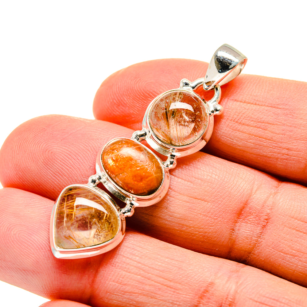 Rutilated Quartz Pendants handcrafted by Anasilvercos - PD744234