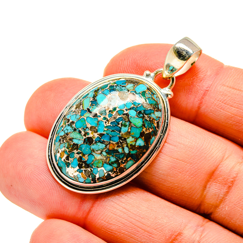 Blue Copper Composite Turquoise Pendants handcrafted by Anasilvercos - PD744572