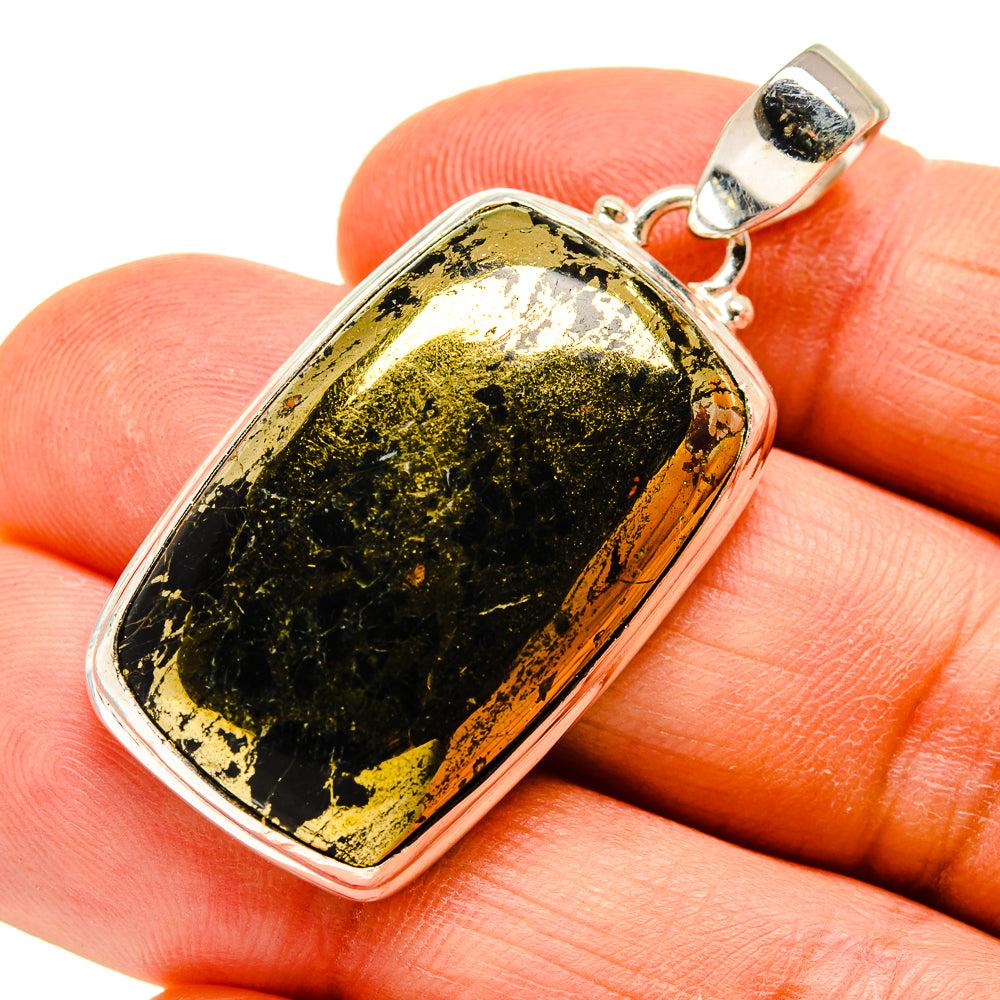 Pyrite In Black Onyx Pendants handcrafted by Anasilvercos - PD744889