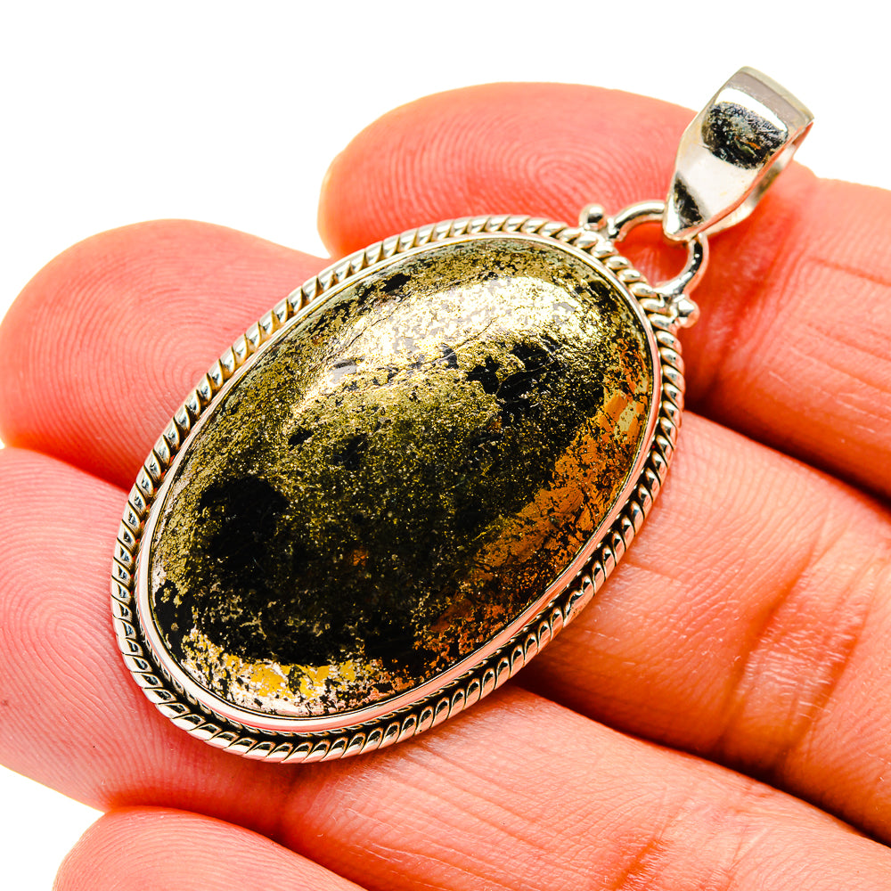 Pyrite In Black Onyx Pendants handcrafted by Anasilvercos - PD745227