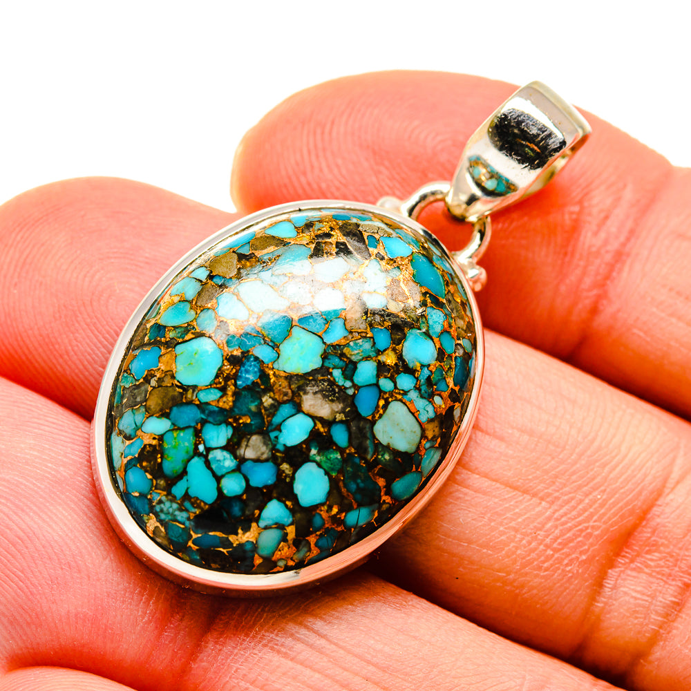 Blue Copper Composite Turquoise Pendants handcrafted by Anasilvercos - PD745260