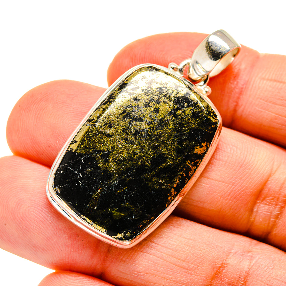Pyrite In Black Onyx Pendants handcrafted by Anasilvercos - PD745675