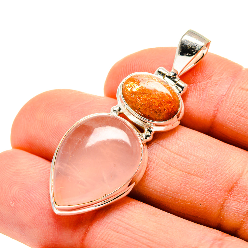 Rose Quartz Pendants handcrafted by Anasilvercos - PD746023