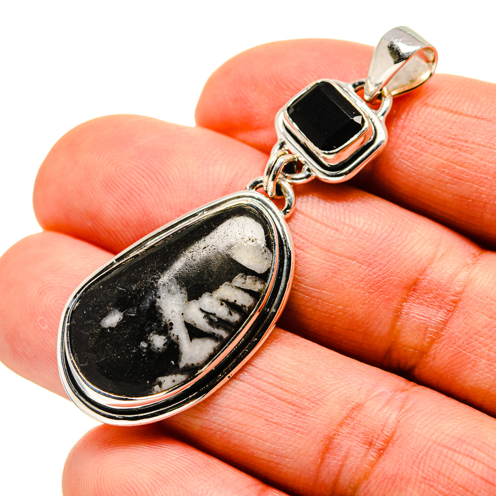 Pinolith Jasper, Black Onyx Pendants handcrafted by Anasilvercos - PD746231