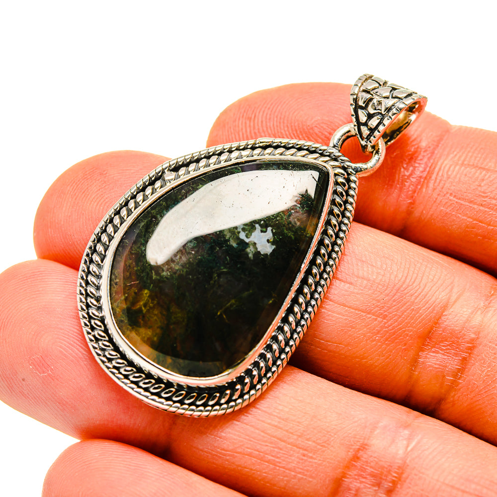 Green Moss Agate Pendants handcrafted by Anasilvercos - PD746544