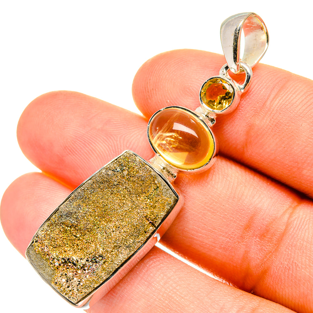 Spectro Pyrite Druzy Pendants handcrafted by Anasilvercos - PD7470