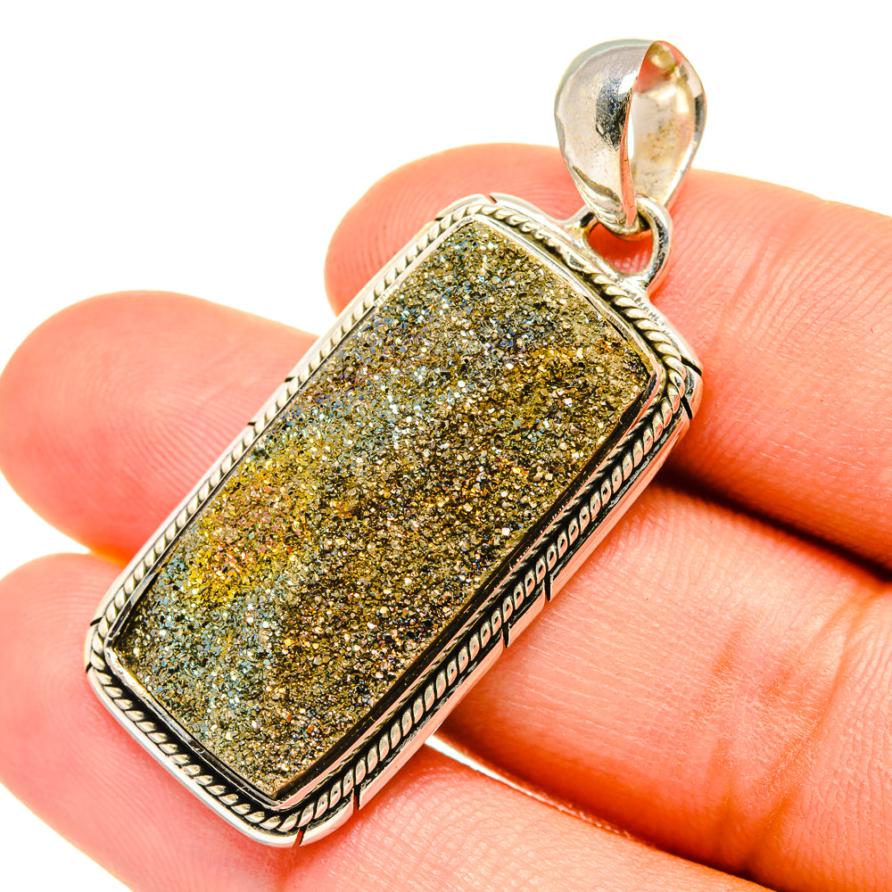 Spectro Pyrite Druzy Pendants handcrafted by Anasilvercos - PD7471
