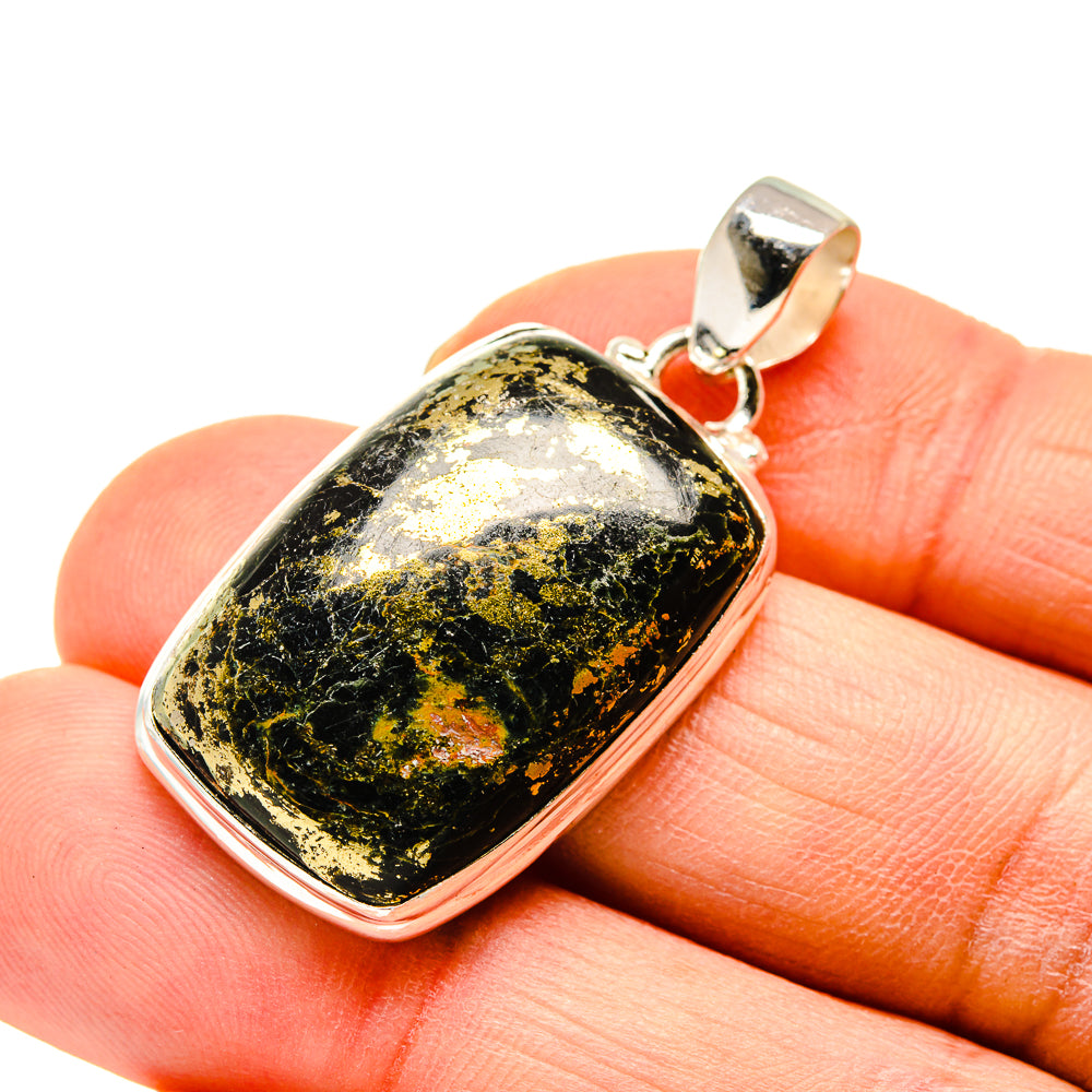 Pyrite In Black Onyx Pendants handcrafted by Anasilvercos - PD747719