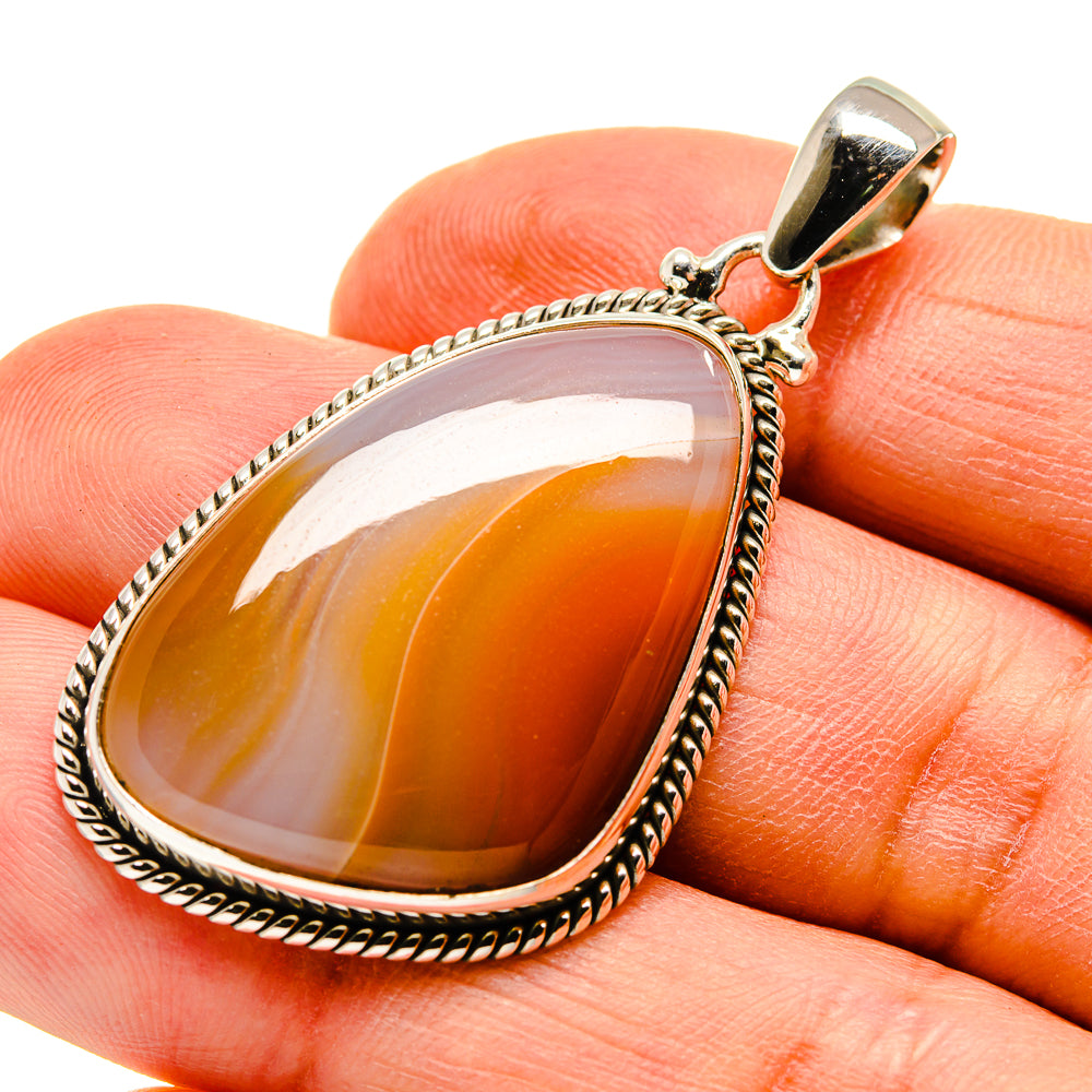Orange Botswana Agate Pendants handcrafted by Anasilvercos - PD748256