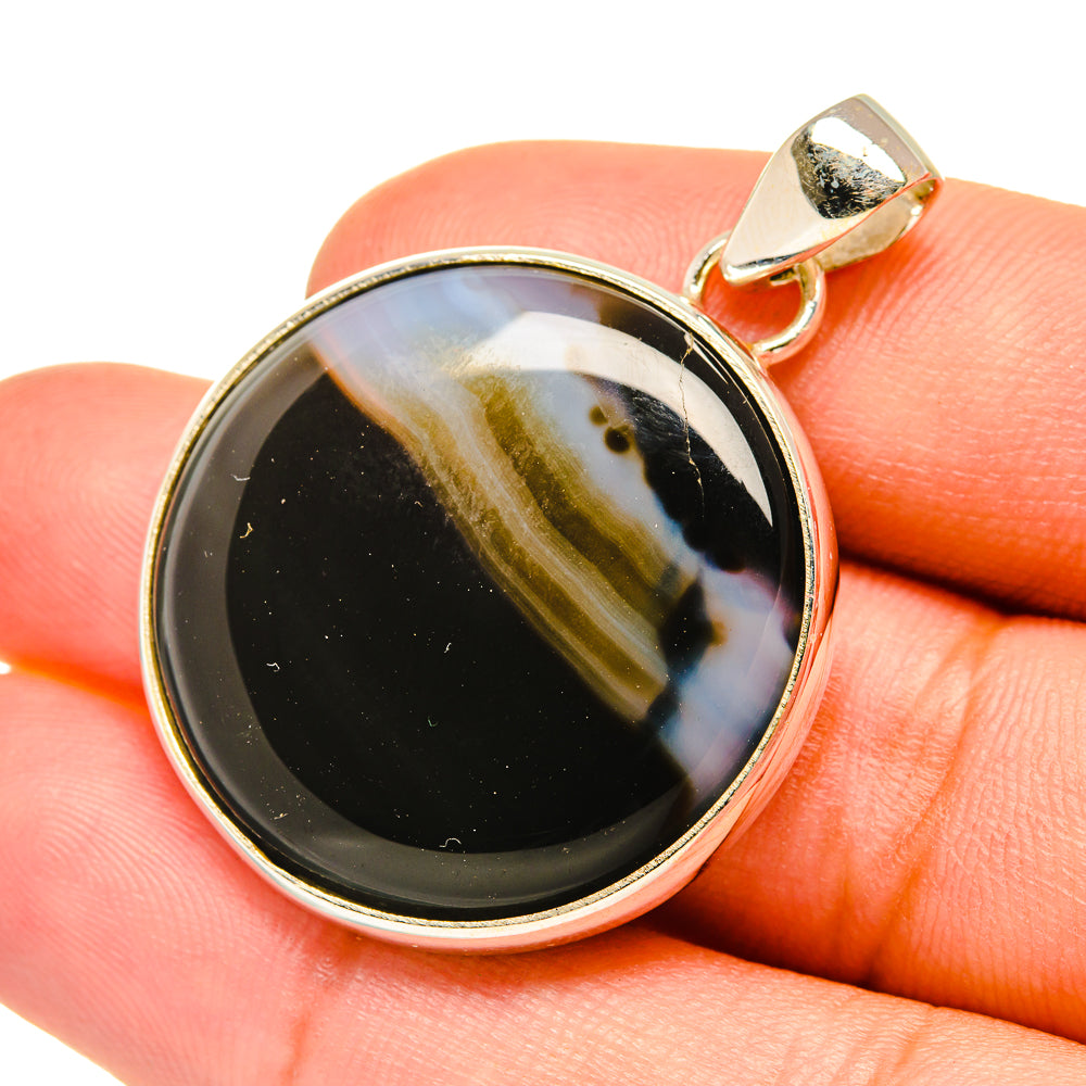 Black Banded Agate Pendants handcrafted by Anasilvercos - PD7483