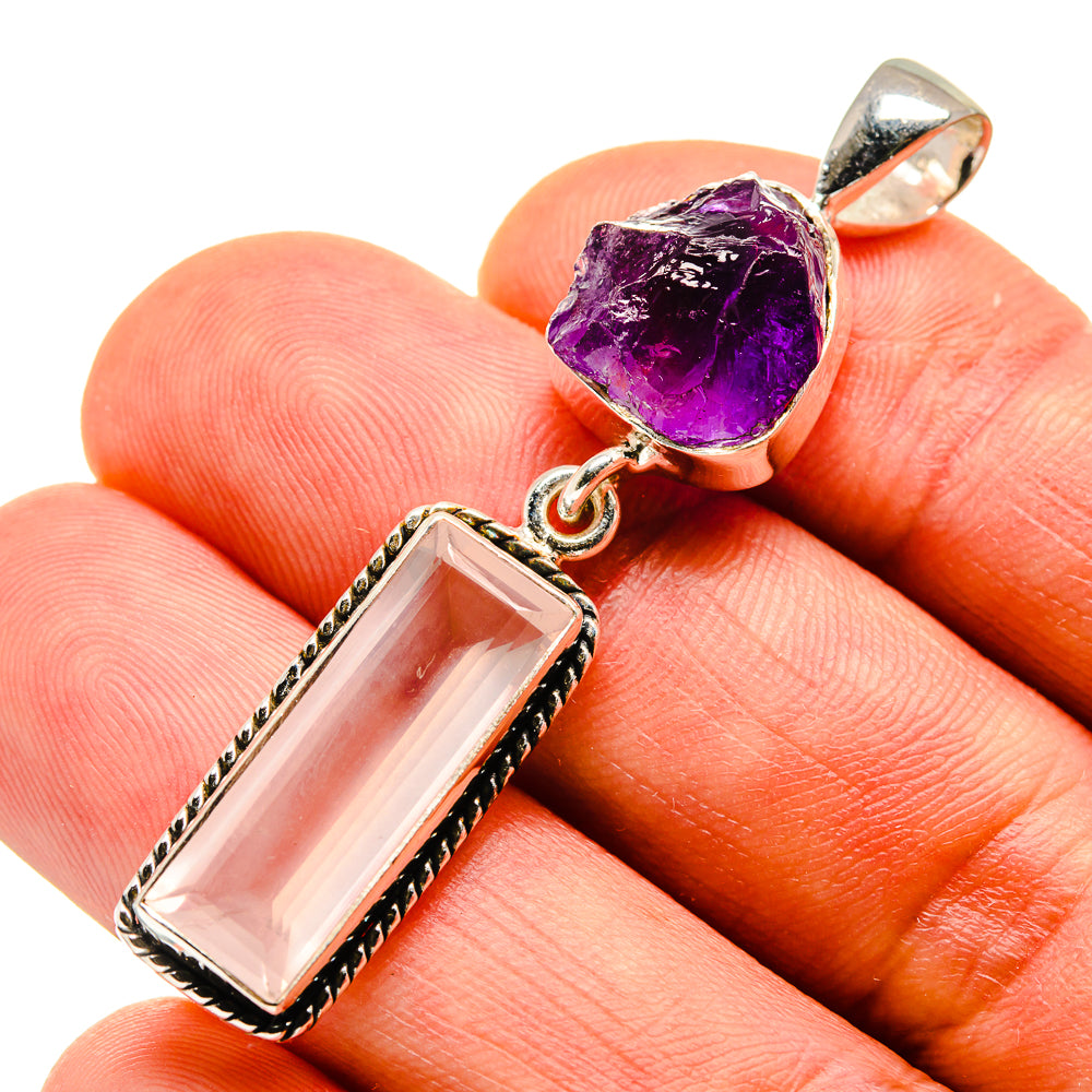 Rose Quartz Pendants handcrafted by Anasilvercos - PD748402