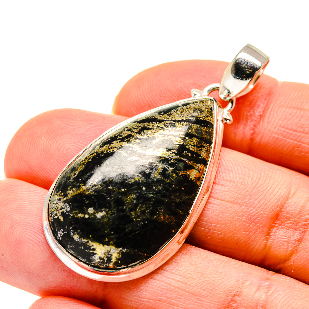 Pyrite In Black Onyx Pendants handcrafted by Anasilvercos - PD748440