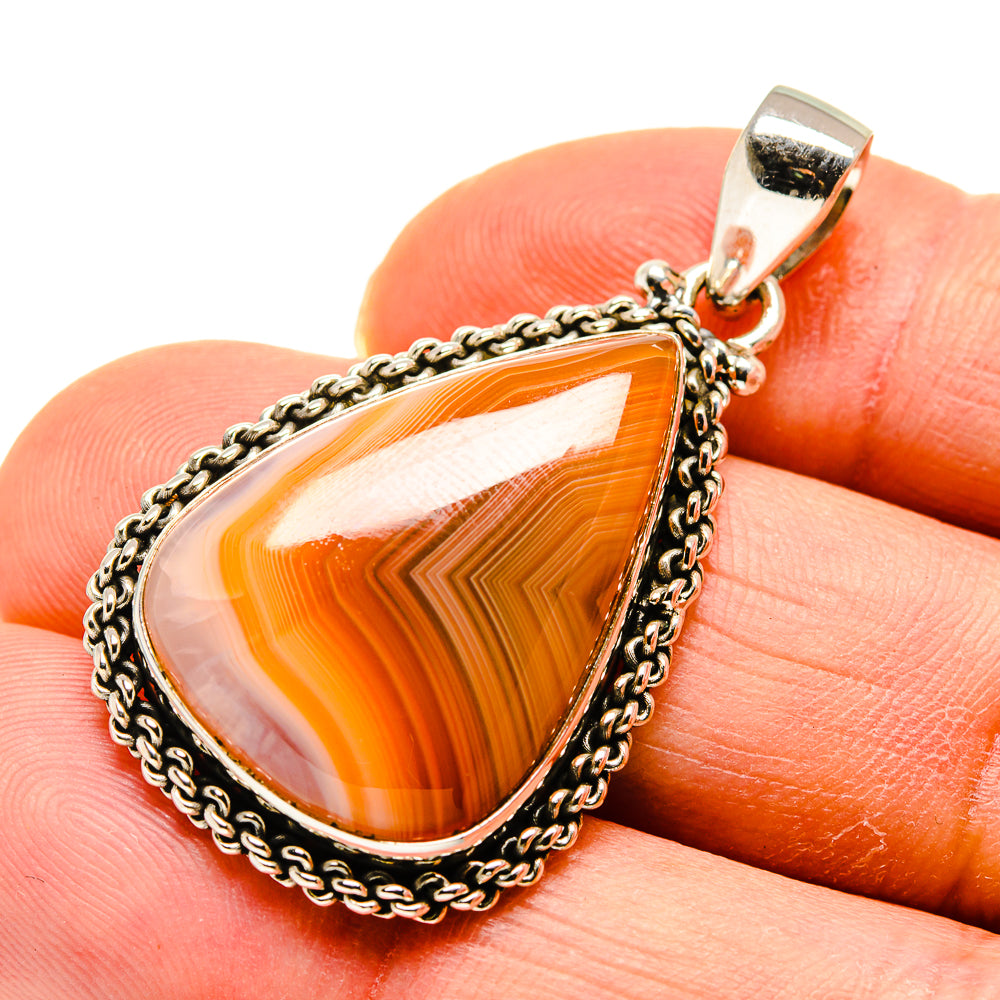 Orange Botswana Agate Pendants handcrafted by Anasilvercos - PD748653