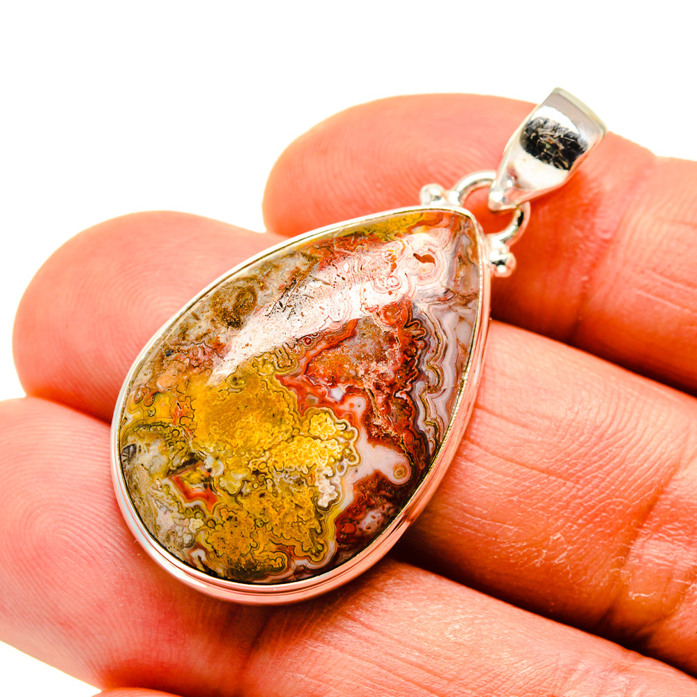 Crazy Lace Agate Pendants handcrafted by Anasilvercos - PD749335