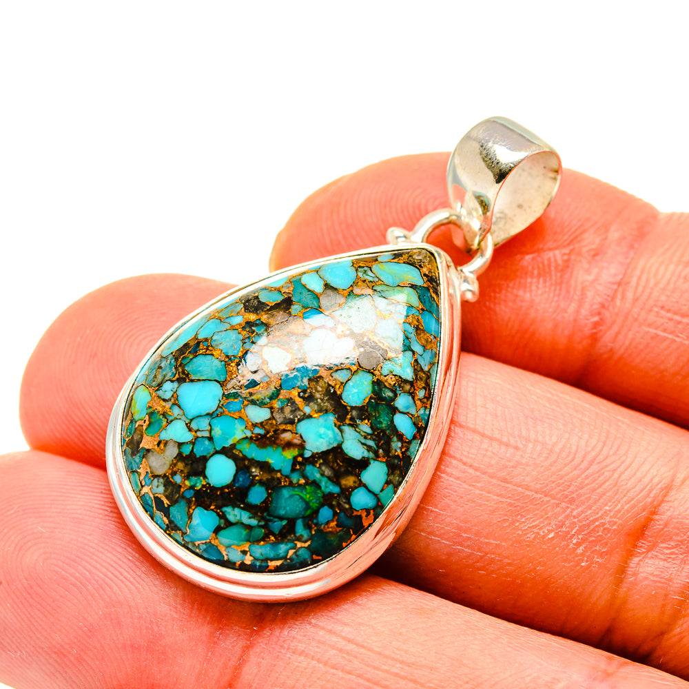 Blue Copper Composite Turquoise Pendants handcrafted by Anasilvercos - PD749720