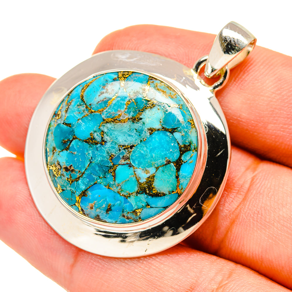 Blue Copper Composite Turquoise Pendants handcrafted by Anasilvercos - PD7510
