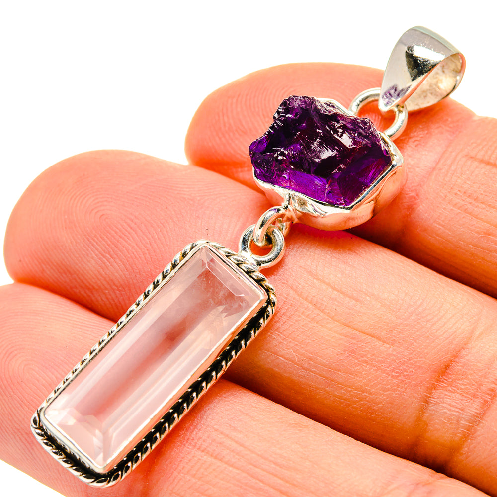 Rose Quartz Pendants handcrafted by Anasilvercos - PD751043