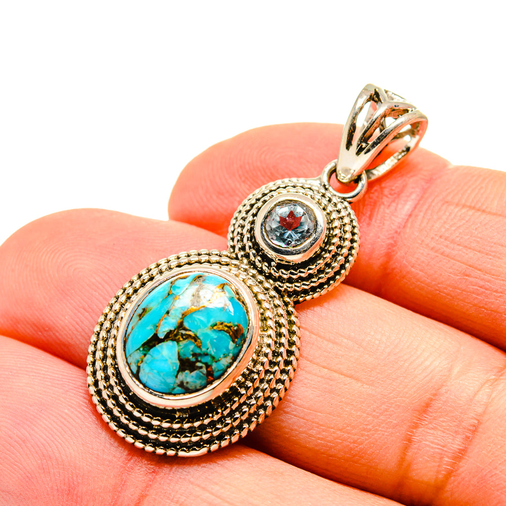 Blue Copper Composite Turquoise Pendants handcrafted by Anasilvercos - PD751464