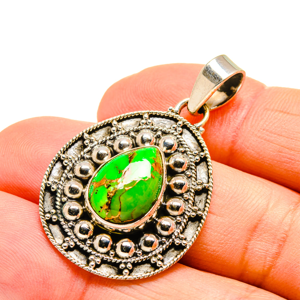 Green Copper Composite Turquoise Pendants handcrafted by Anasilvercos - PD751481