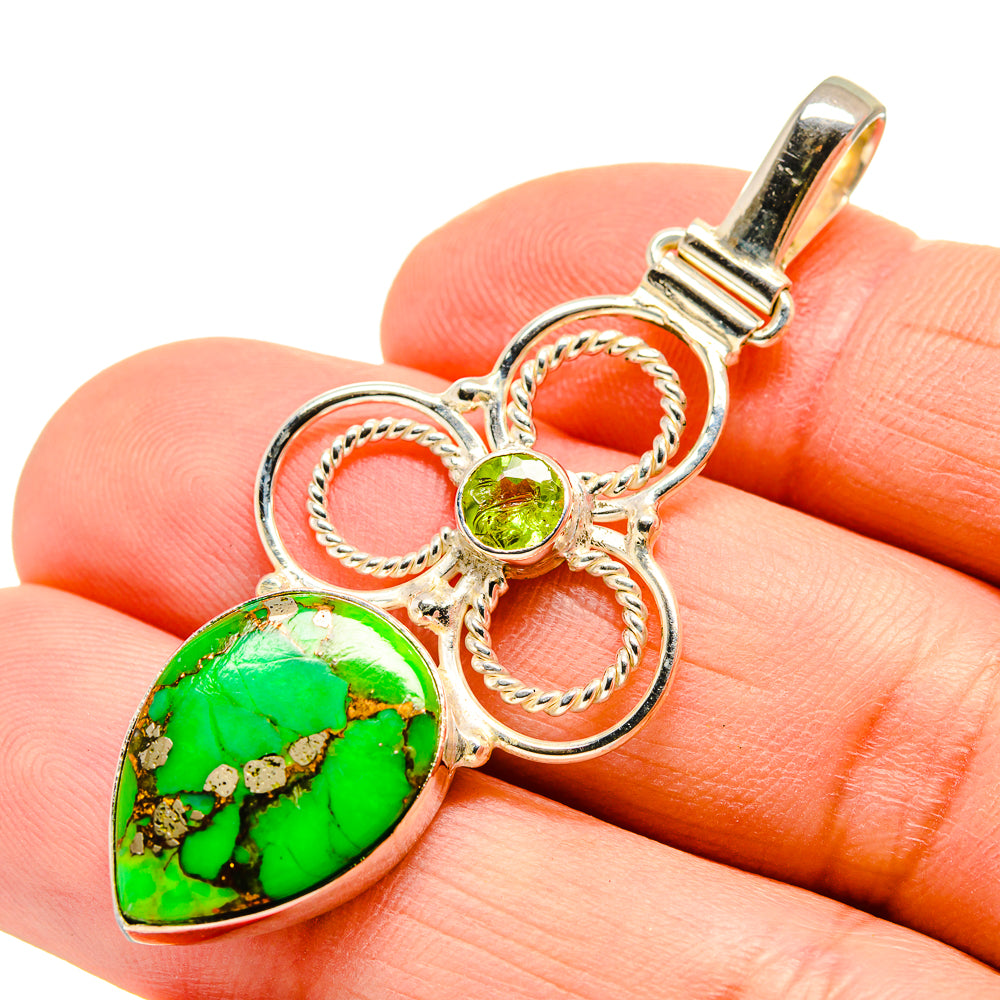 Green Copper Composite Turquoise Pendants handcrafted by Anasilvercos - PD751509