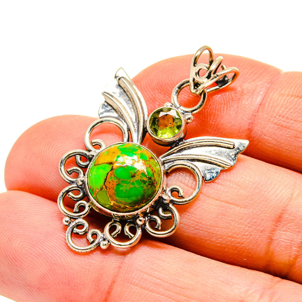 Green Copper Composite Turquoise Pendants handcrafted by Anasilvercos - PD751531