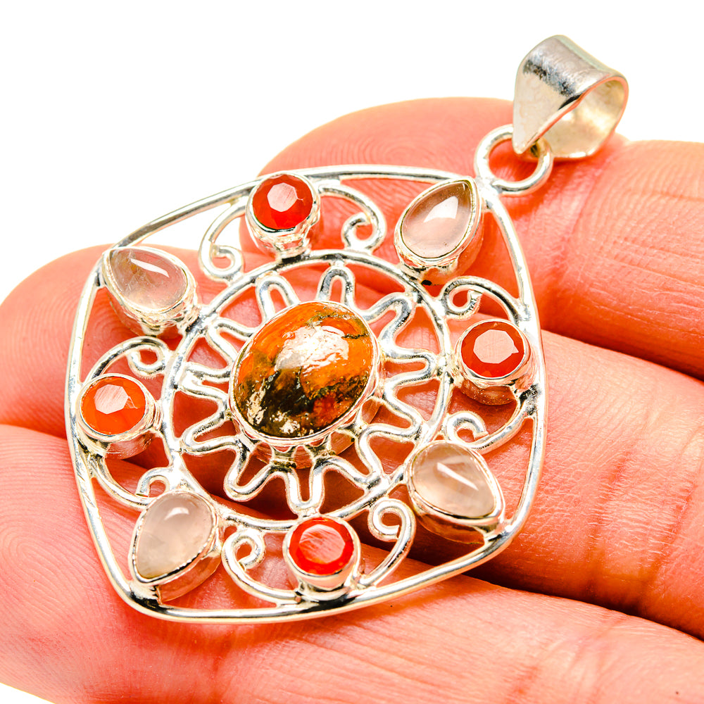 Orange Copper Composite Turquoise Pendants handcrafted by Anasilvercos - PD751576
