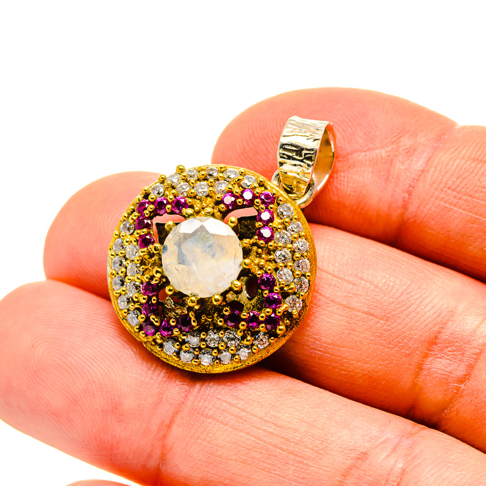 Rainbow Moonstone Pendants handcrafted by Anasilvercos - PD751648