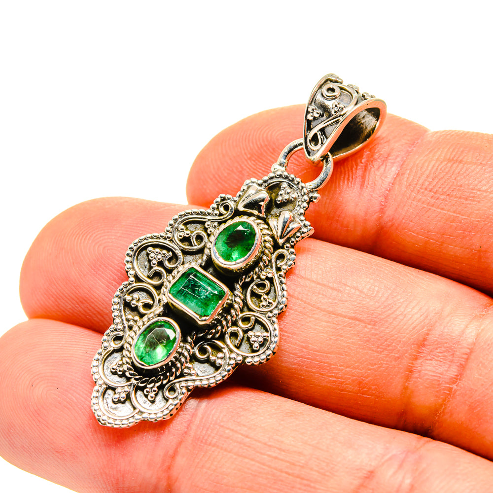 Zambian Emerald Pendants handcrafted by Anasilvercos - PD751674