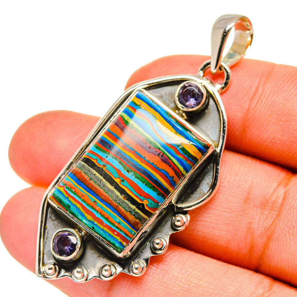 Rainbow Calsilica Pendants handcrafted by Anasilvercos - PD7517