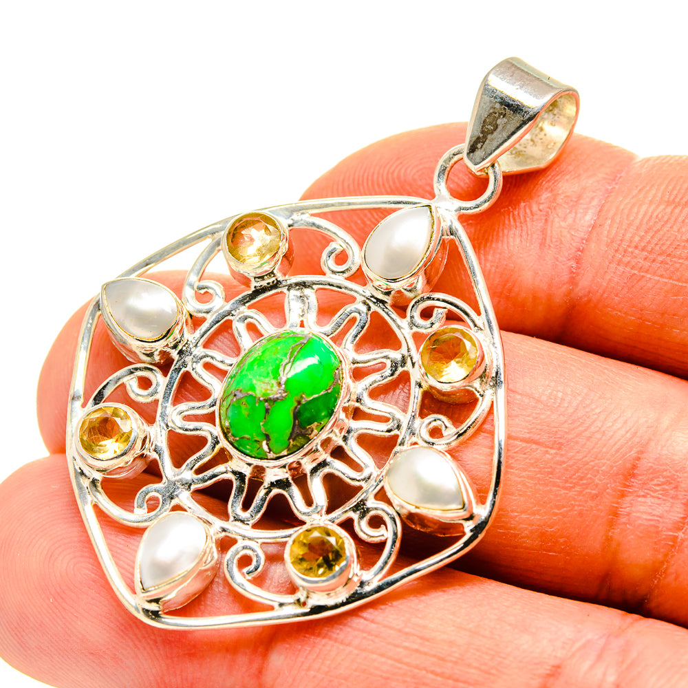 Green Copper Composite Turquoise Pendants handcrafted by Anasilvercos - PD751703