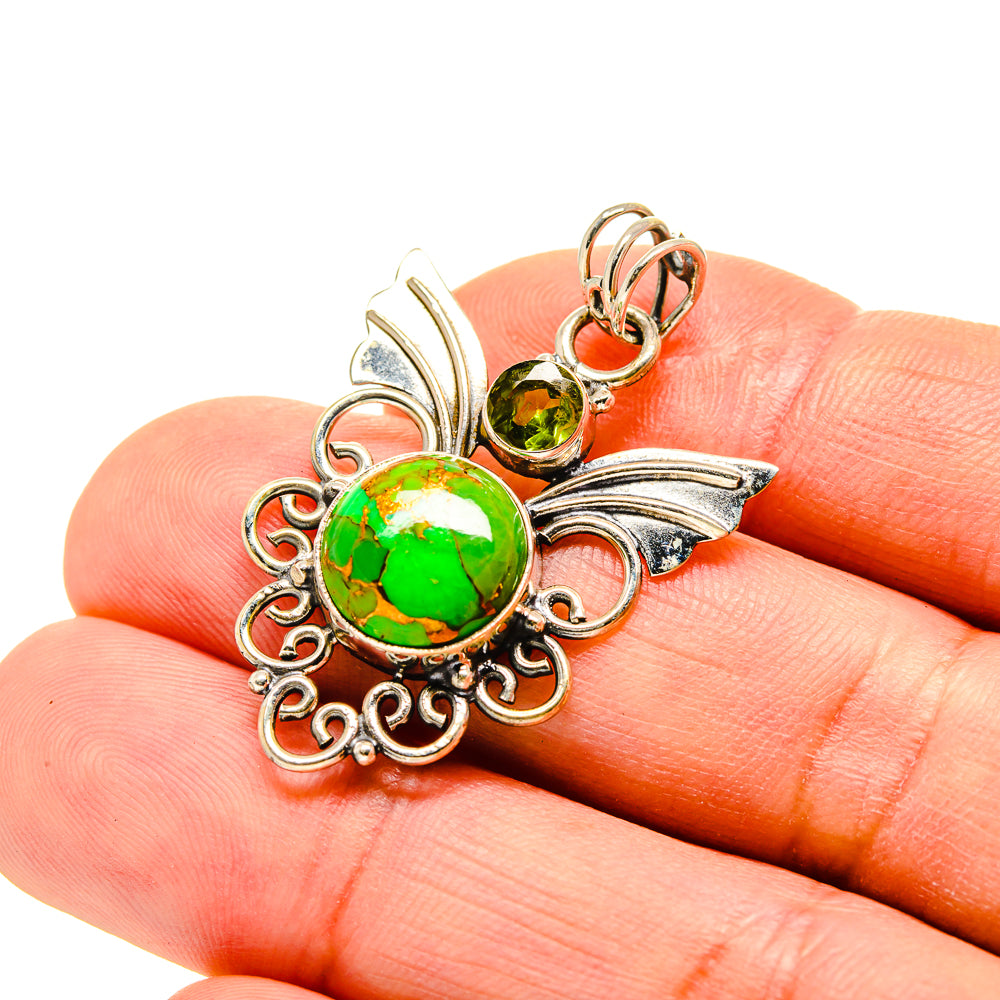 Green Copper Composite Turquoise Pendants handcrafted by Anasilvercos - PD751795