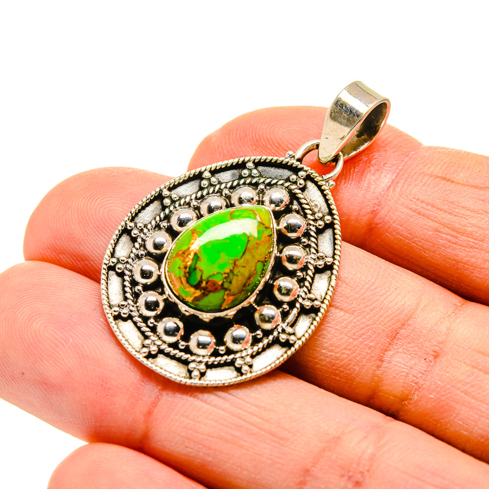 Green Copper Composite Turquoise Pendants handcrafted by Anasilvercos - PD751946