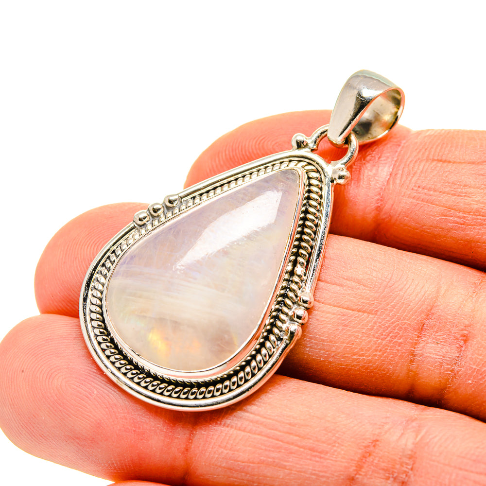 Rainbow Moonstone Pendants handcrafted by Anasilvercos - PD752012