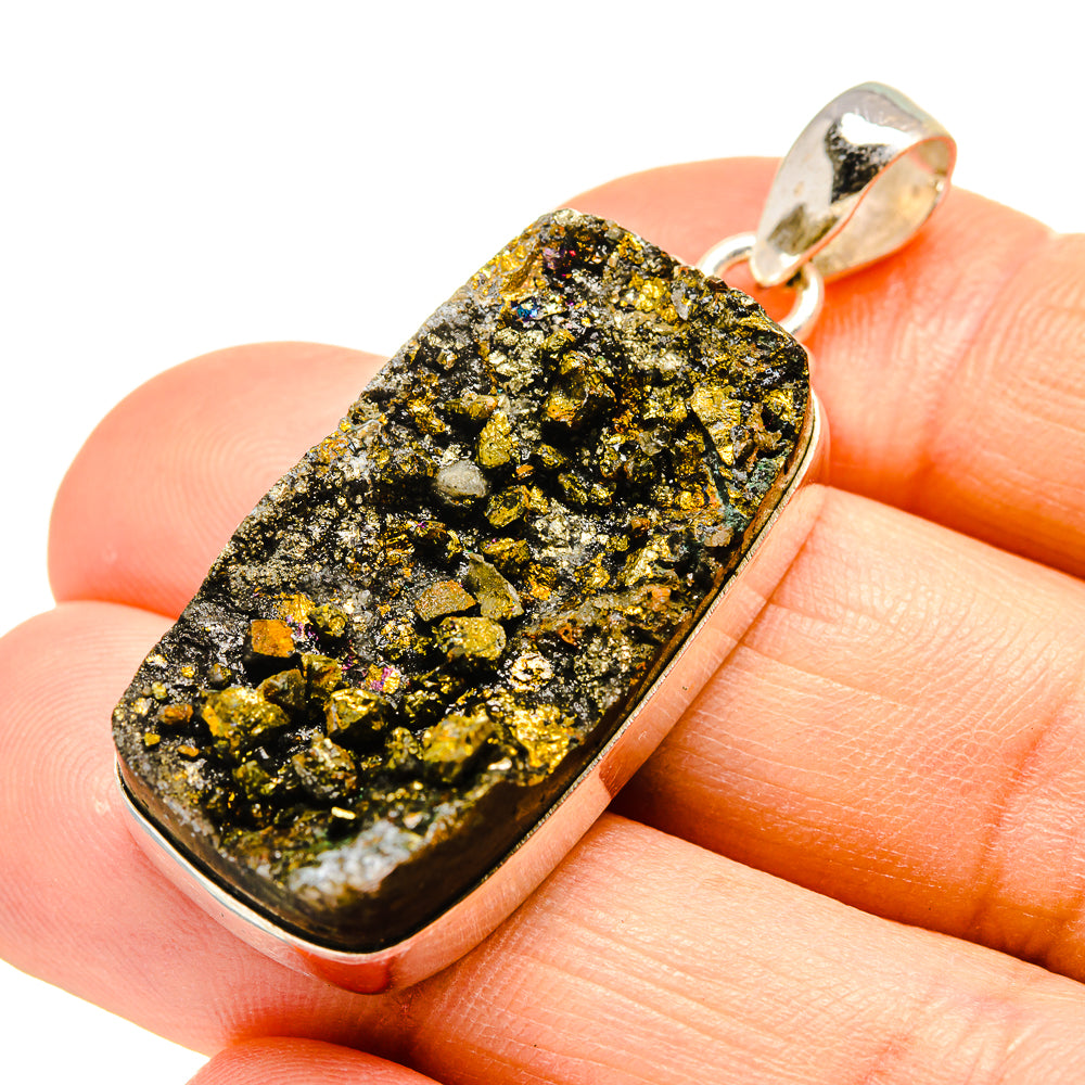 Spectro Pyrite Druzy Pendants handcrafted by Anasilvercos - PD752568