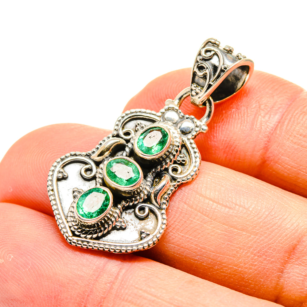 Zambian Emerald Pendants handcrafted by Anasilvercos - PD752596