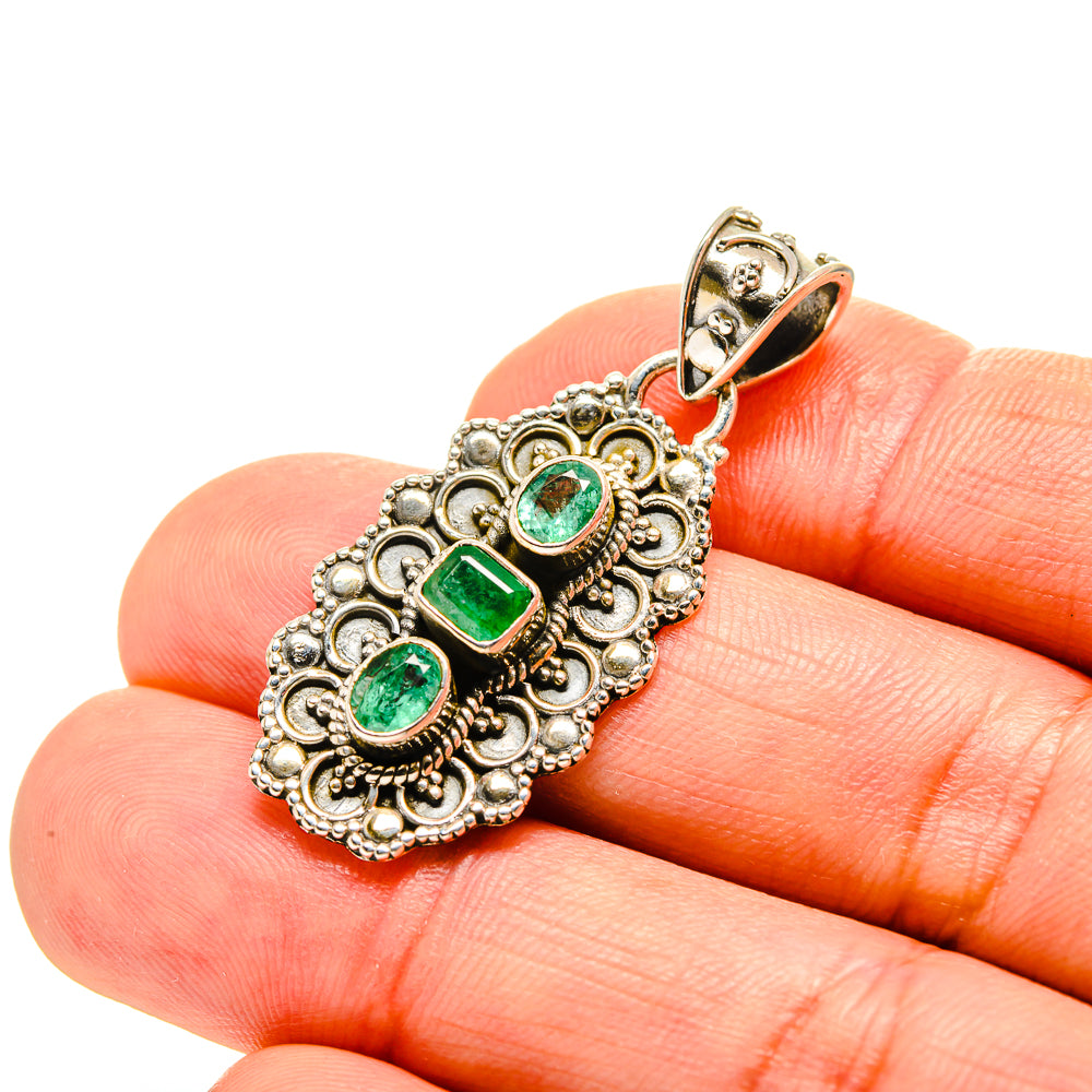 Zambian Emerald Pendants handcrafted by Anasilvercos - PD753302